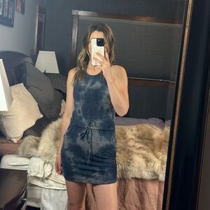 Sundry Halter Mini Blue & Grey Tie-Dye Dress, Size 0